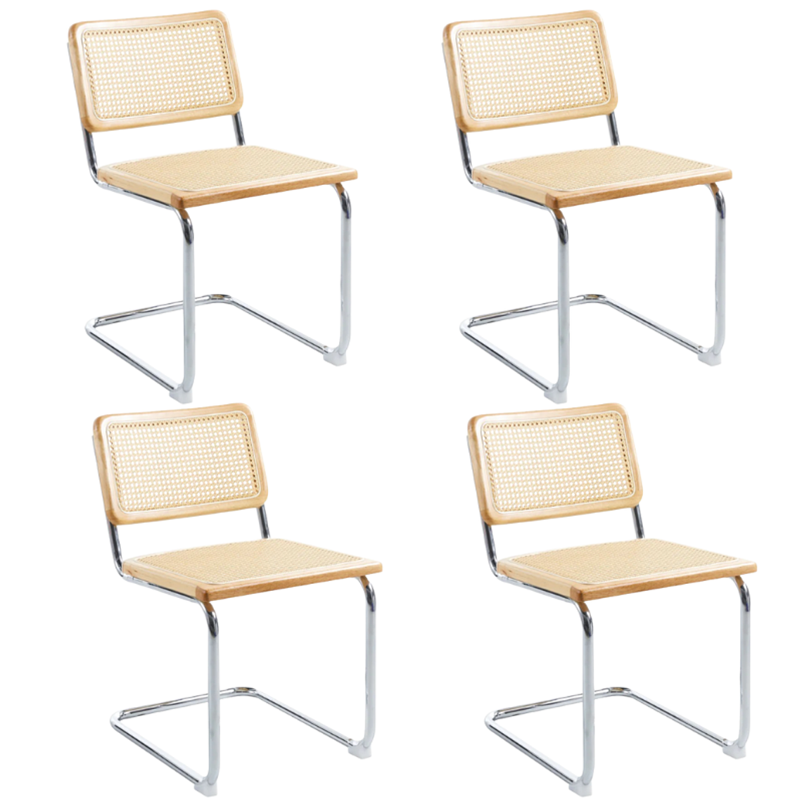 Pack 4 Sillas Breuer Madera y Rattan 5