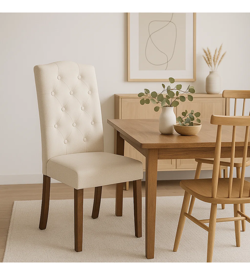 Pack de 4 Sillas de Comedor Acolchada Madera Elegance
