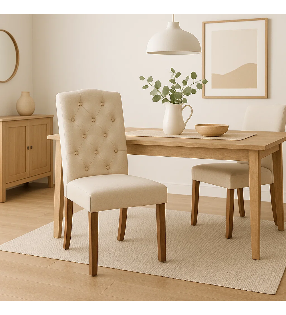 Pack de 4 Sillas de Comedor Acolchada Madera Elegance