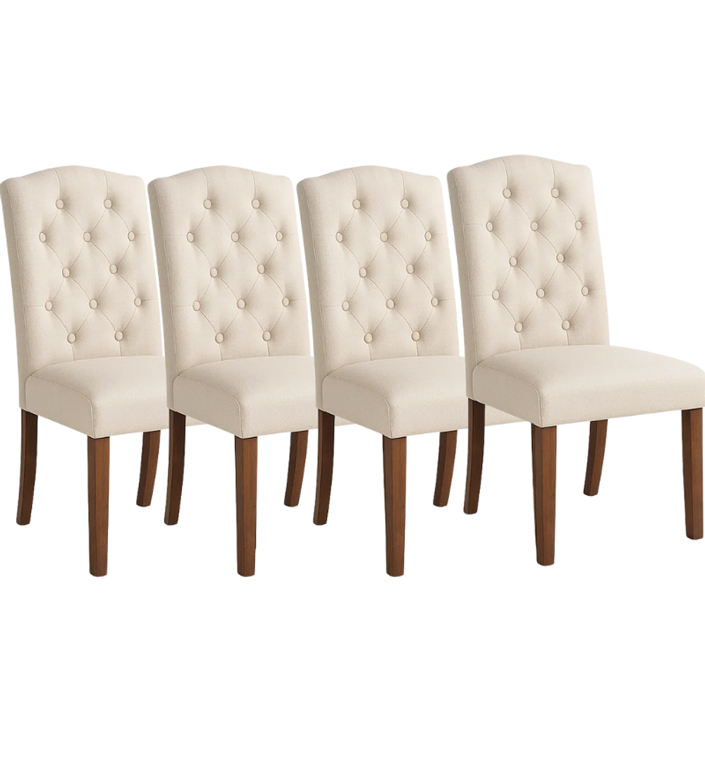 Pack de 4 Sillas de Comedor Acolchada Madera Elegance