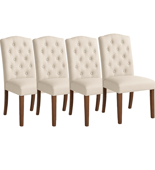 Pack de 4 Sillas de Comedor Acolchada Madera Elegance
