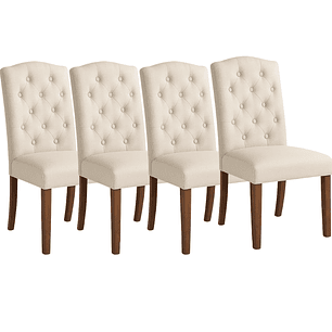Pack de 4 Sillas de Comedor Acolchada Madera Elegance
