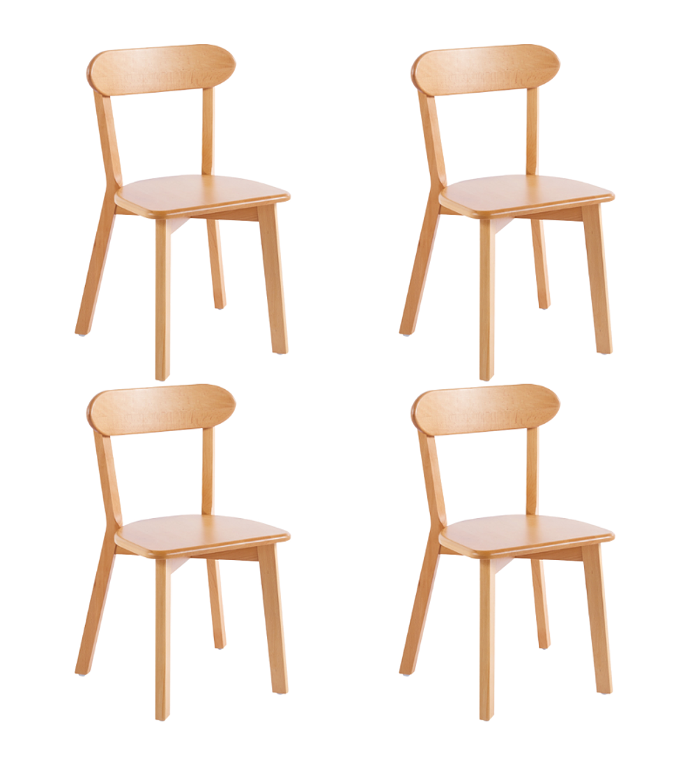 Pack 4 Sillas Fresno de Madera l Natural
