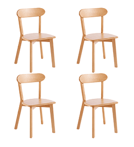 Pack 4 Sillas Fresno de Madera l Natural