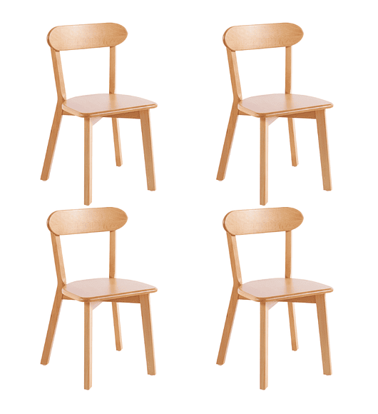 Pack 4 Sillas Fresno de Madera l Natural