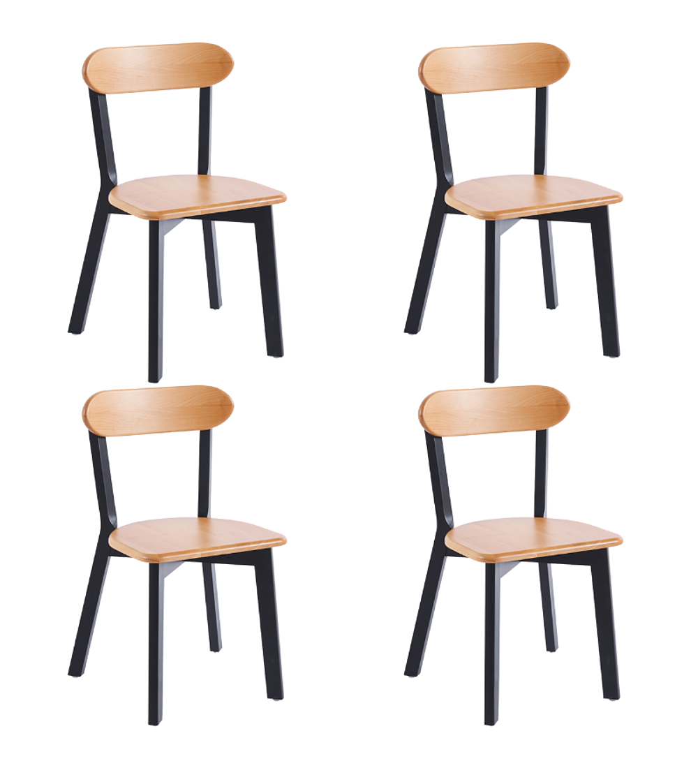 Pack 4 Sillas Fresno de Madera l Negro