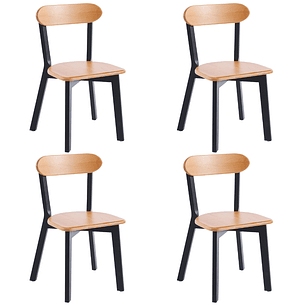 Pack 4 Sillas Fresno de Madera | Negro