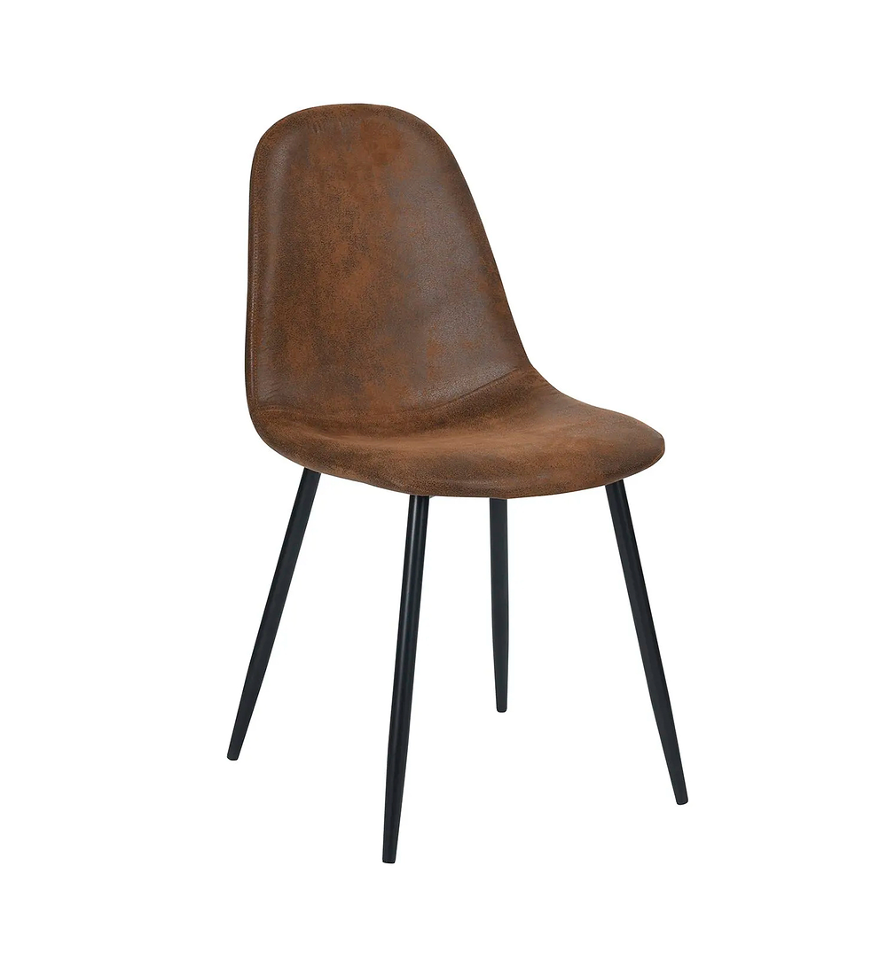 Pack 6 Sillas Spoon Ecocuero vintage café oscuro