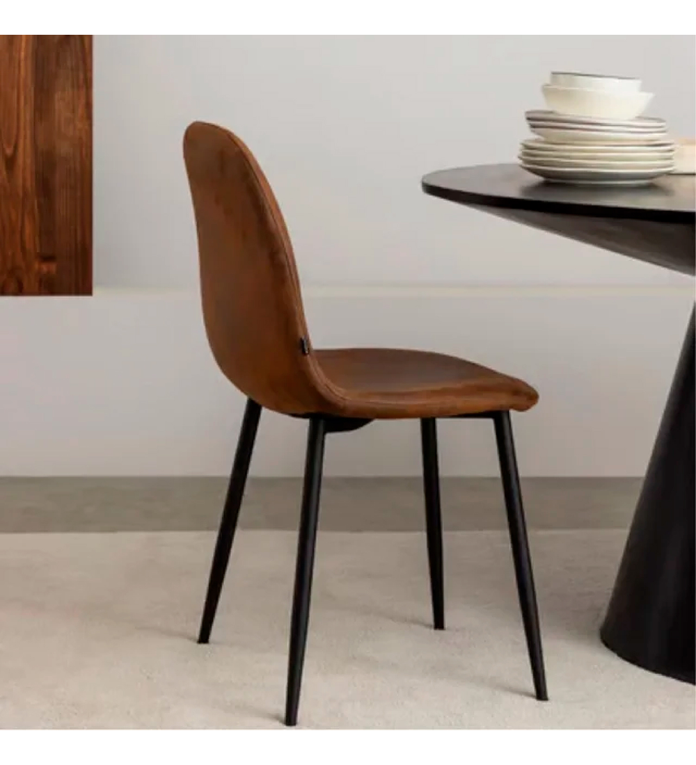 Pack 6 Sillas Spoon Ecocuero vintage café oscuro