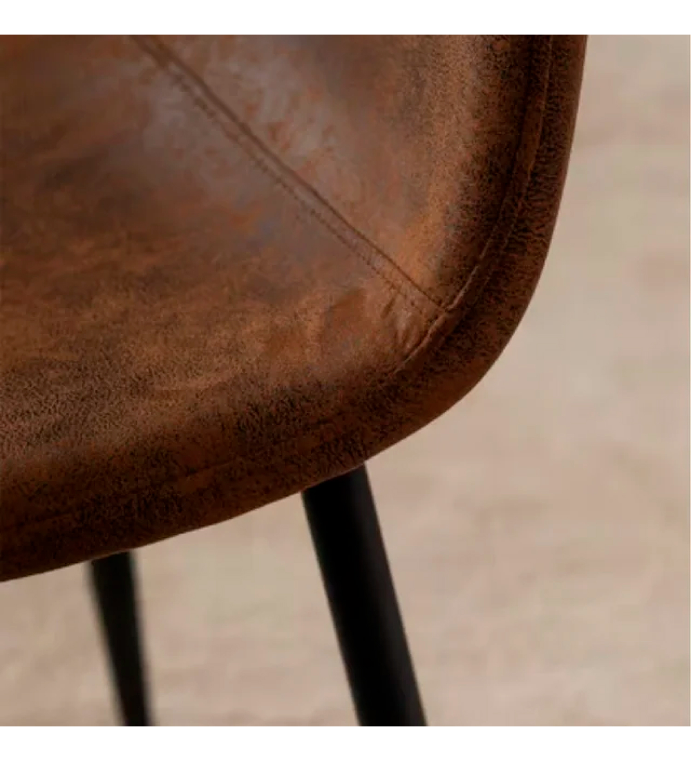 Pack 6 Sillas Spoon Ecocuero vintage café oscuro