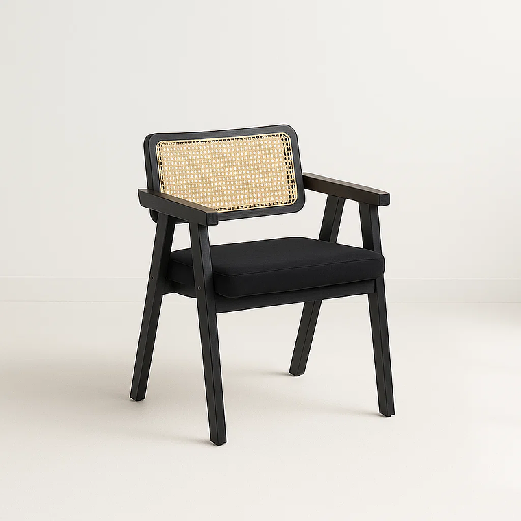 Sitial Chandigarh Acolchado Madera l Negro 2