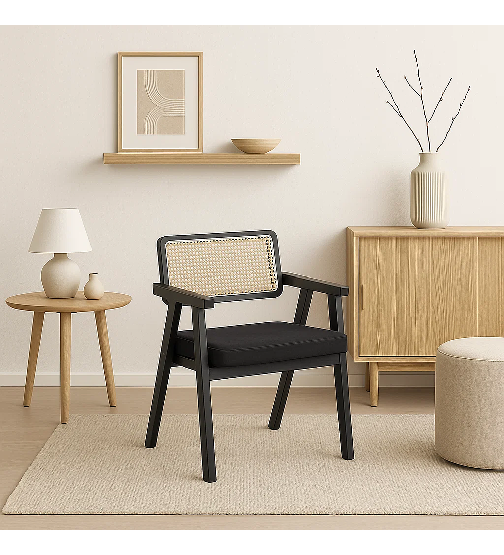 Sitial Chandigarh Acolchado Madera l Negro