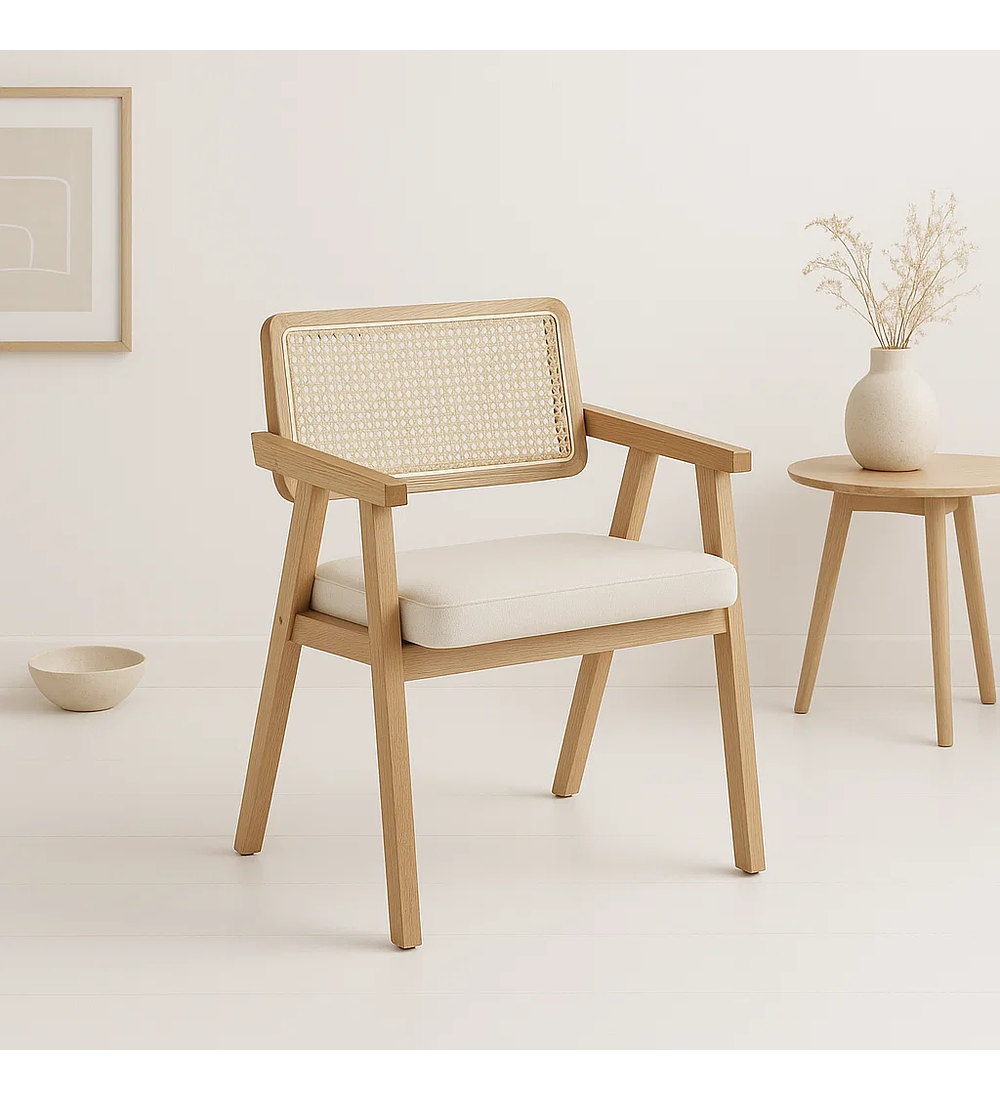 Pack 2 Sitiales Chandigarh Acolchado Madera Natural