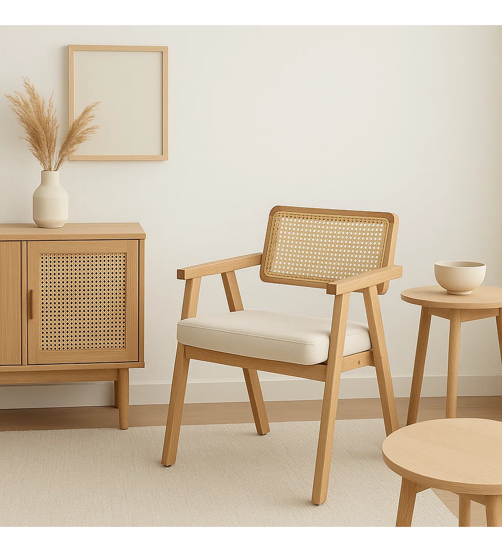 Pack 2 Sitiales Chandigarh Acolchado Madera Natural