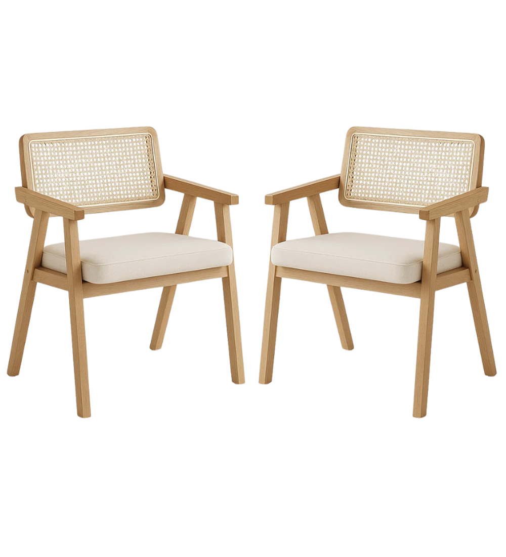 Pack 2 Sitiales Chandigarh Acolchado Madera Natural