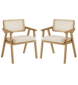 Pack 2 Sitiales Chandigarh Acolchado Madera Natural