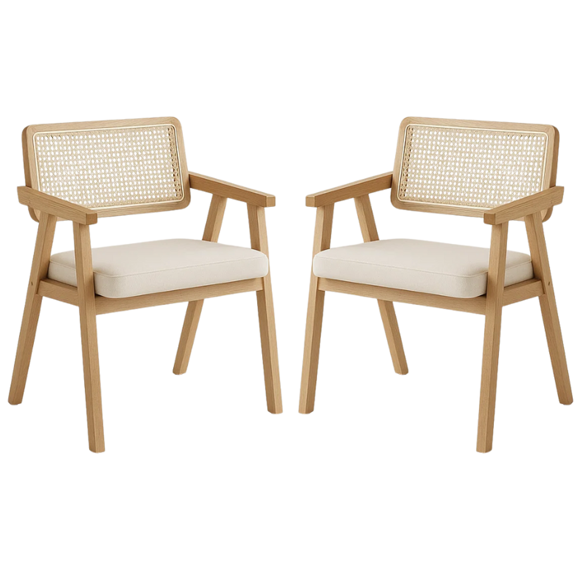 Pack 2 Sitiales Chandigarh Acolchado Madera Natural 1