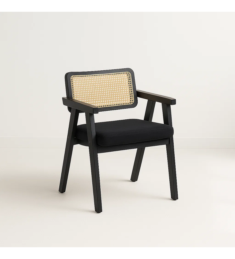 Pack 2 Sitiales Chandigarh Acolchado Madera l Negros