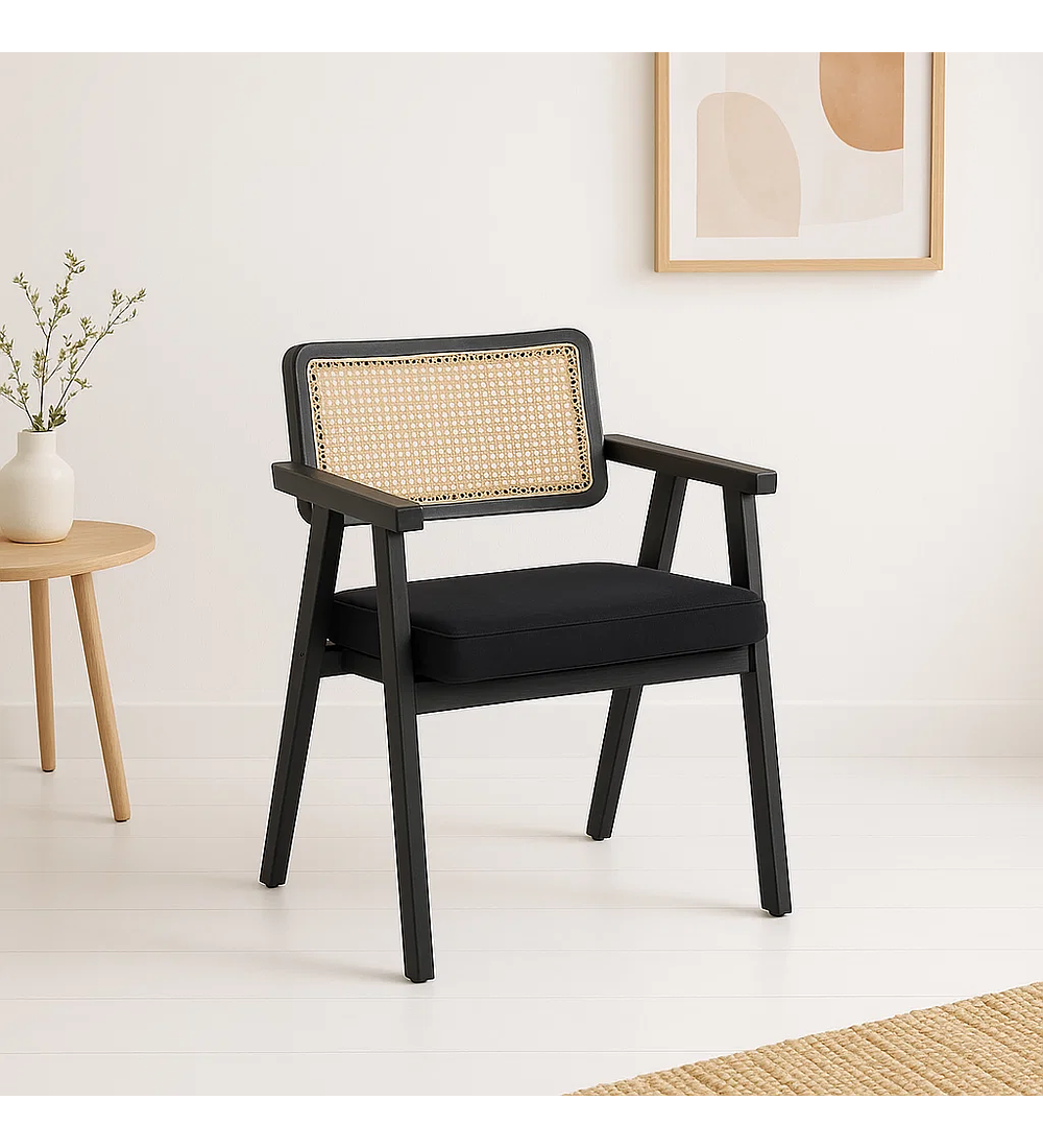 Pack 2 Sitiales Chandigarh Acolchado Madera l Negros