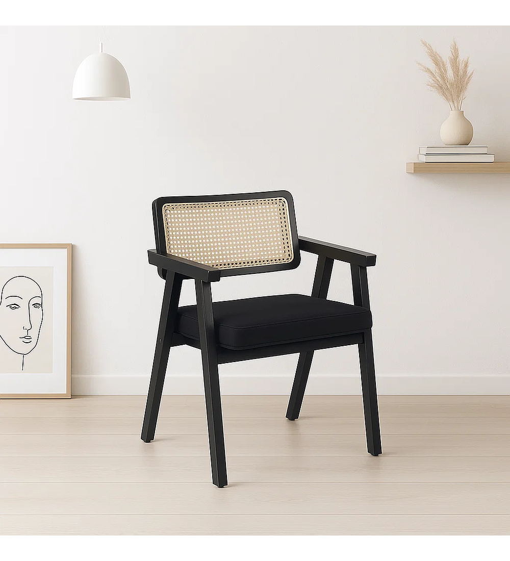 Pack 2 Sitiales Chandigarh Acolchado Madera l Negros