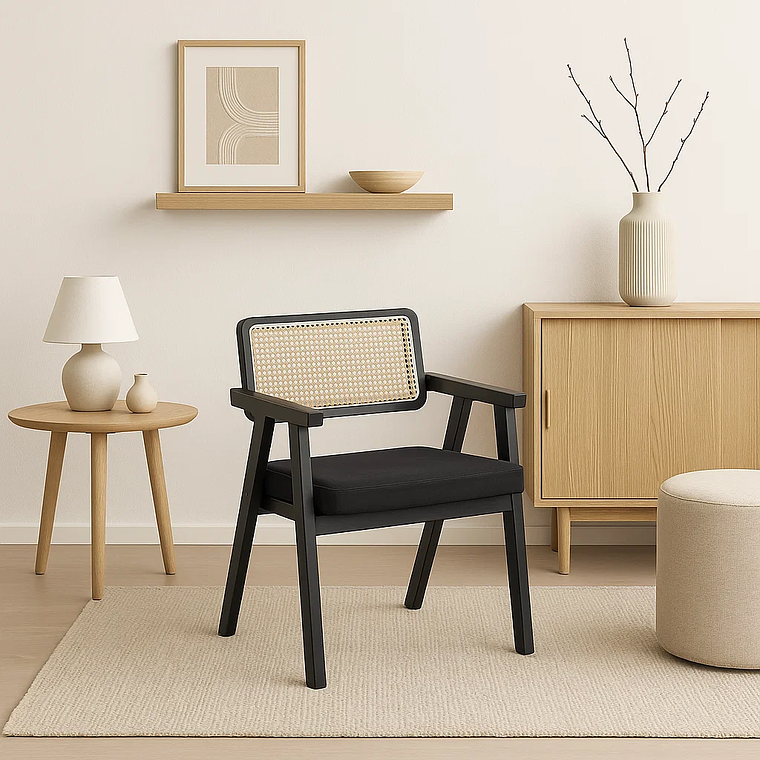 Pack 2 Sitiales Chandigarh Acolchado Madera l Negros 5