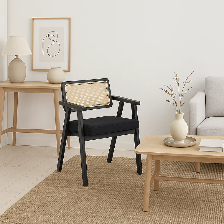 Pack 2 Sitiales Chandigarh Acolchado Madera l Negros 6