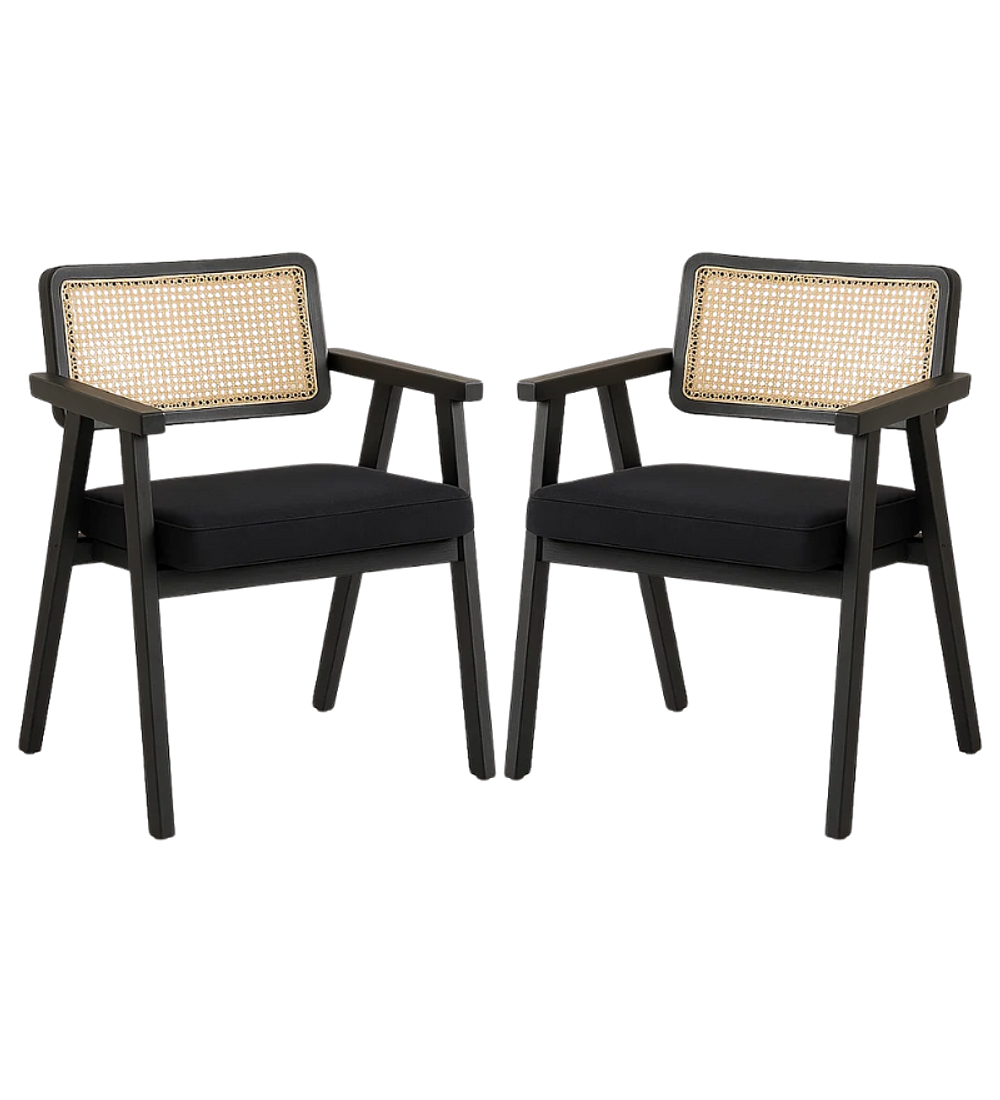 Pack 2 Sitiales Chandigarh Acolchado Madera l Negros