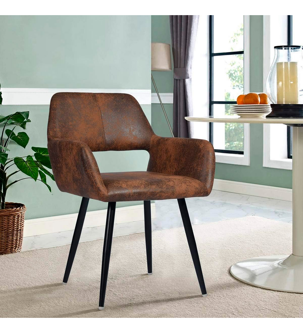 Pack 4 Butacas Burgos Ecocuero Vintage Café Oscuro