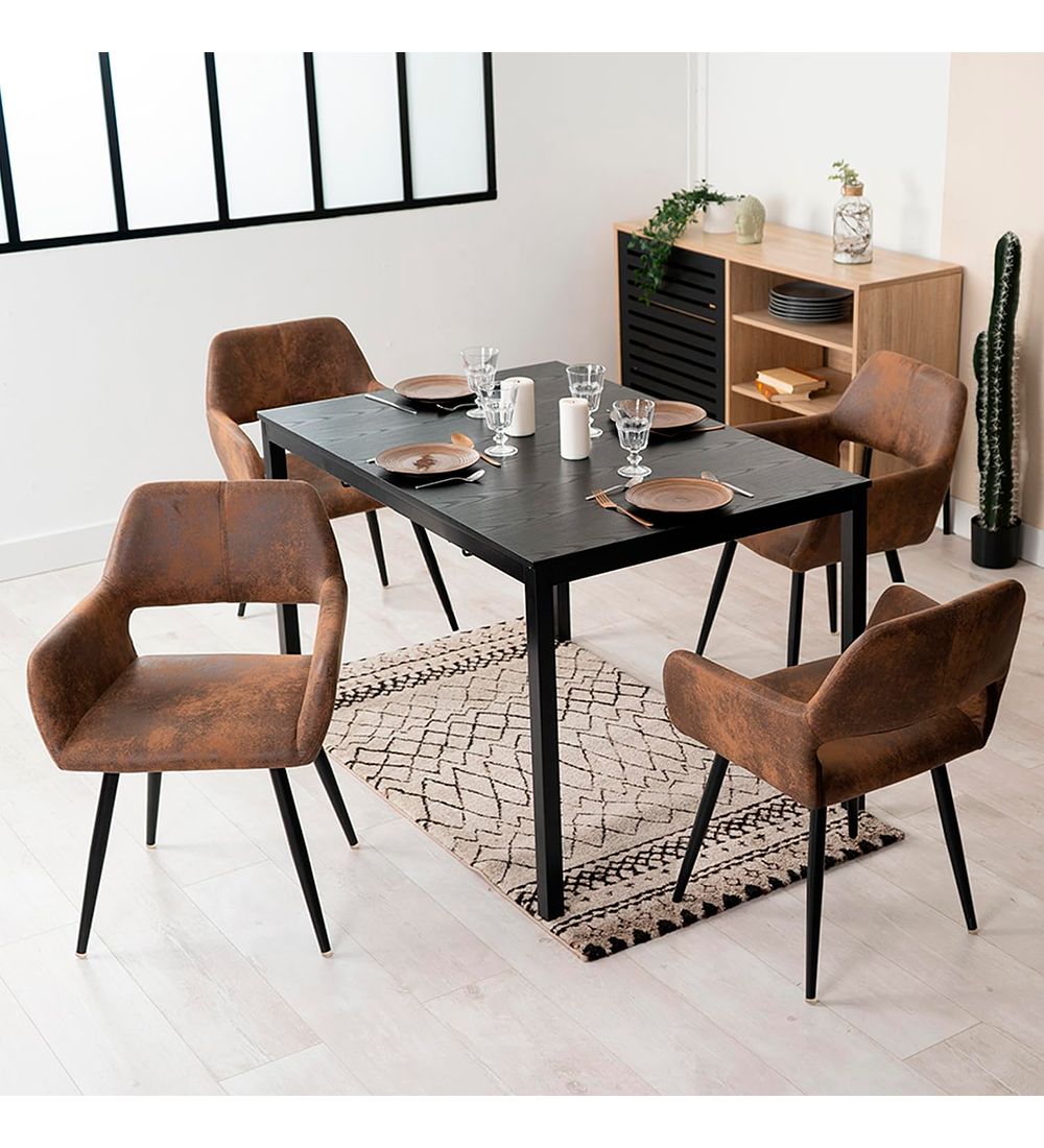 Pack 4 Butacas Burgos Ecocuero Vintage Café Oscuro