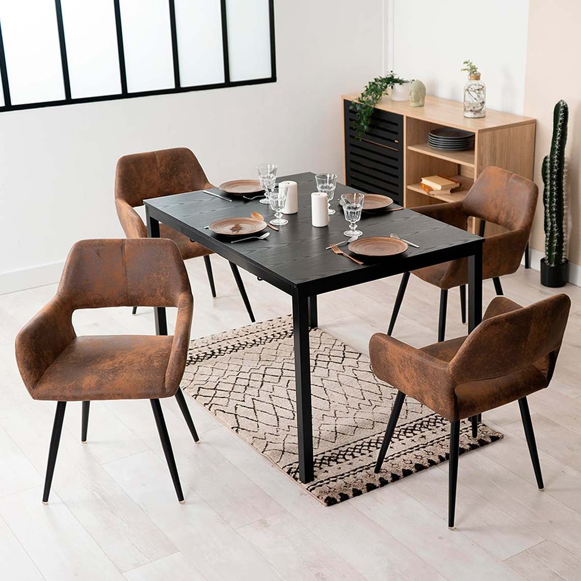 Pack 4 Butacas Burgos Ecocuero Vintage Café Oscuro 5