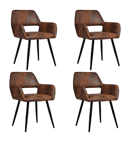 Pack 4 Butacas Burgos Ecocuero Vintage Café Oscuro