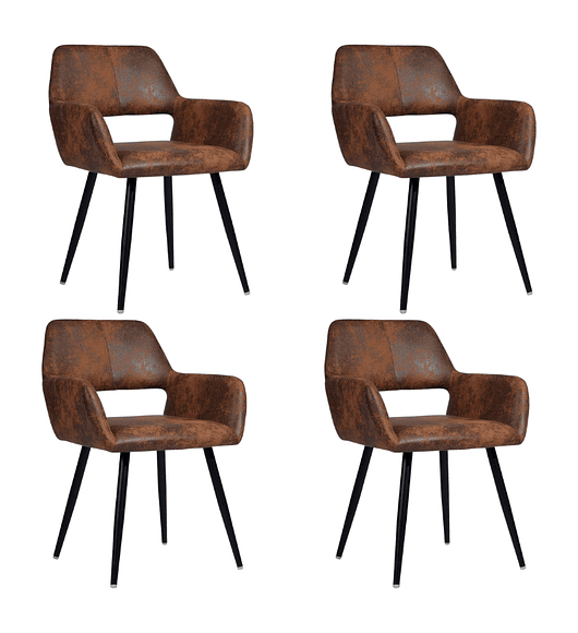 Pack 4 Butacas Burgos Ecocuero Vintage Café Oscuro