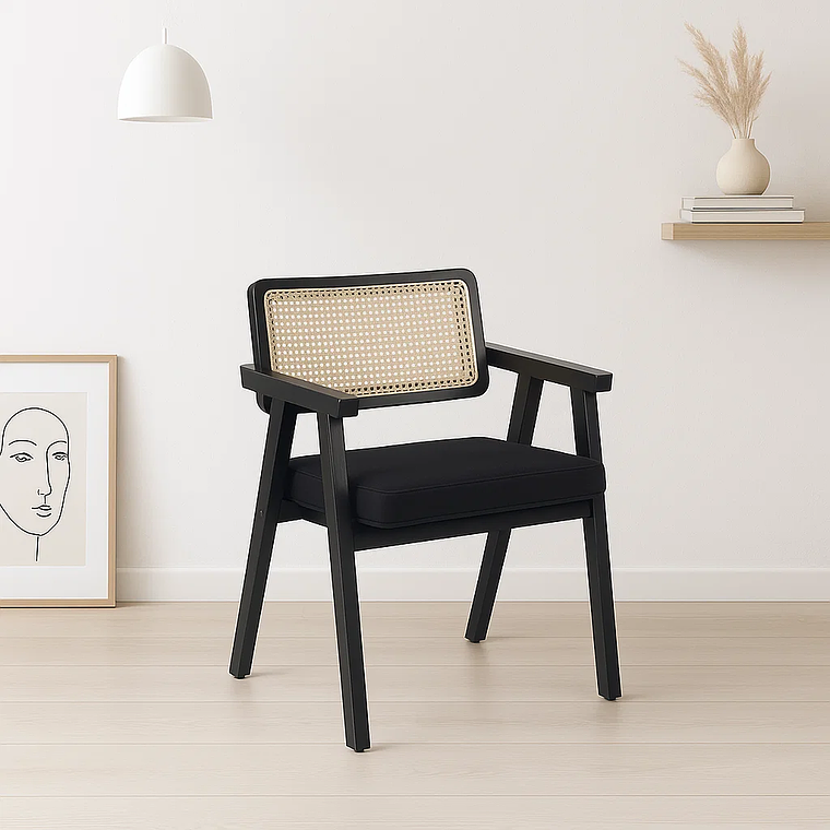 Pack 4 Sitiales Chandigarh Acolchado Madera l Negros 4