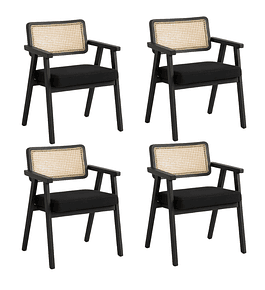 Pack 4 Sitiales Chandigarh Acolchado Madera l Negros