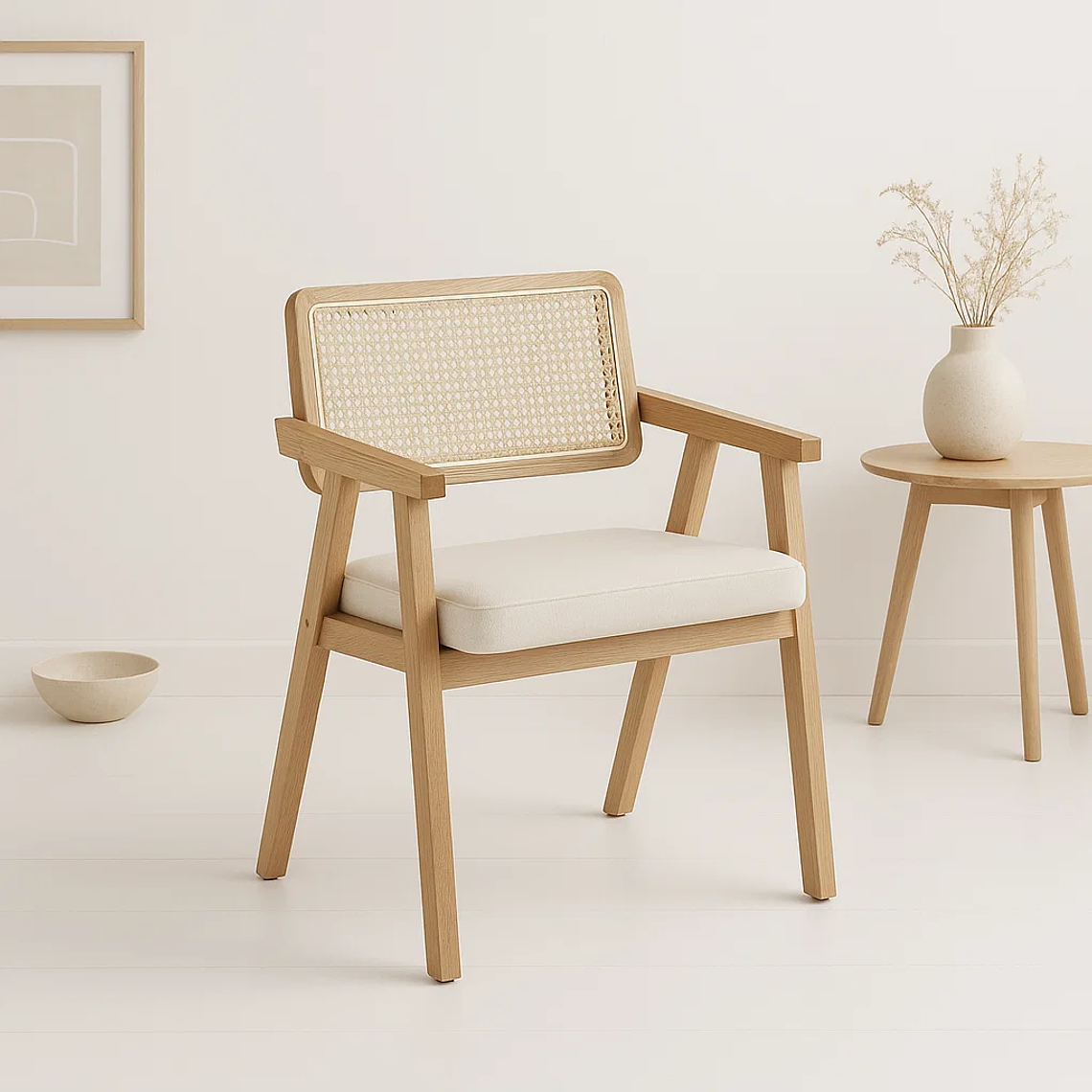 Pack 4 Sitiales Chandigarh Acolchado Madera Natural 2