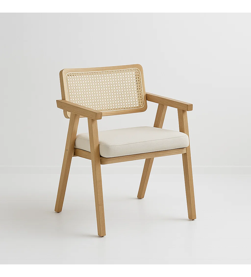 Pack 4 Sitiales Chandigarh Acolchado Madera Natural