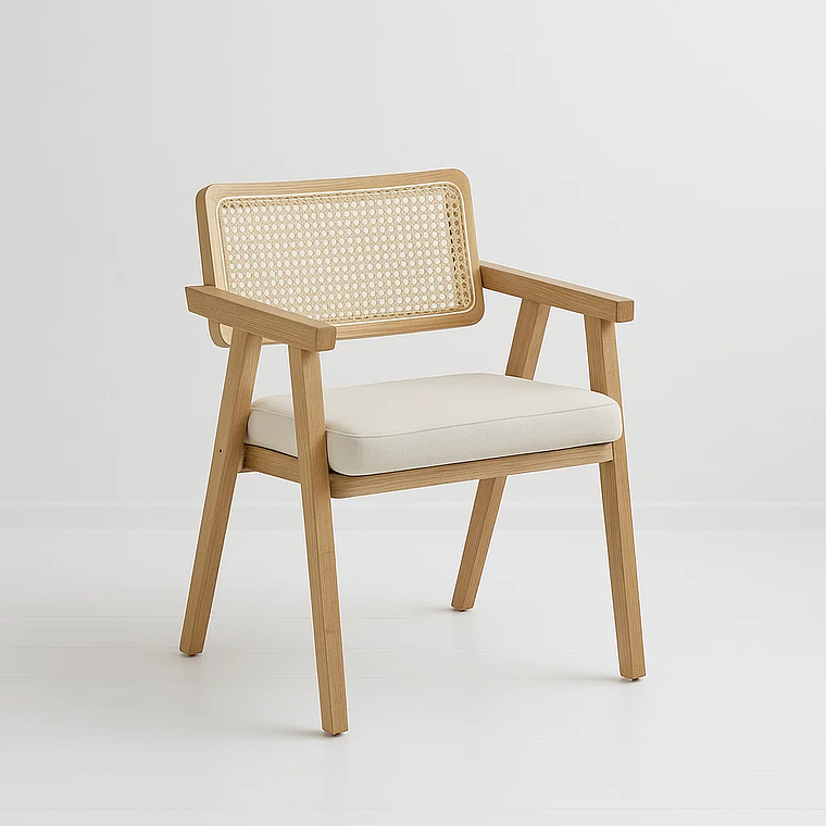 Pack 4 Sitiales Chandigarh Acolchado Madera Natural 3