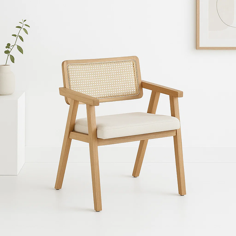 Pack 4 Sitiales Chandigarh Acolchado Madera Natural 4