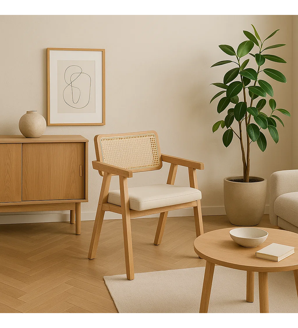 Pack 4 Sitiales Chandigarh Acolchado Madera Natural