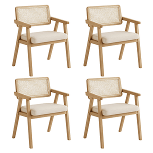 Pack 4 Sitiales Chandigarh Acolchado Madera Natural