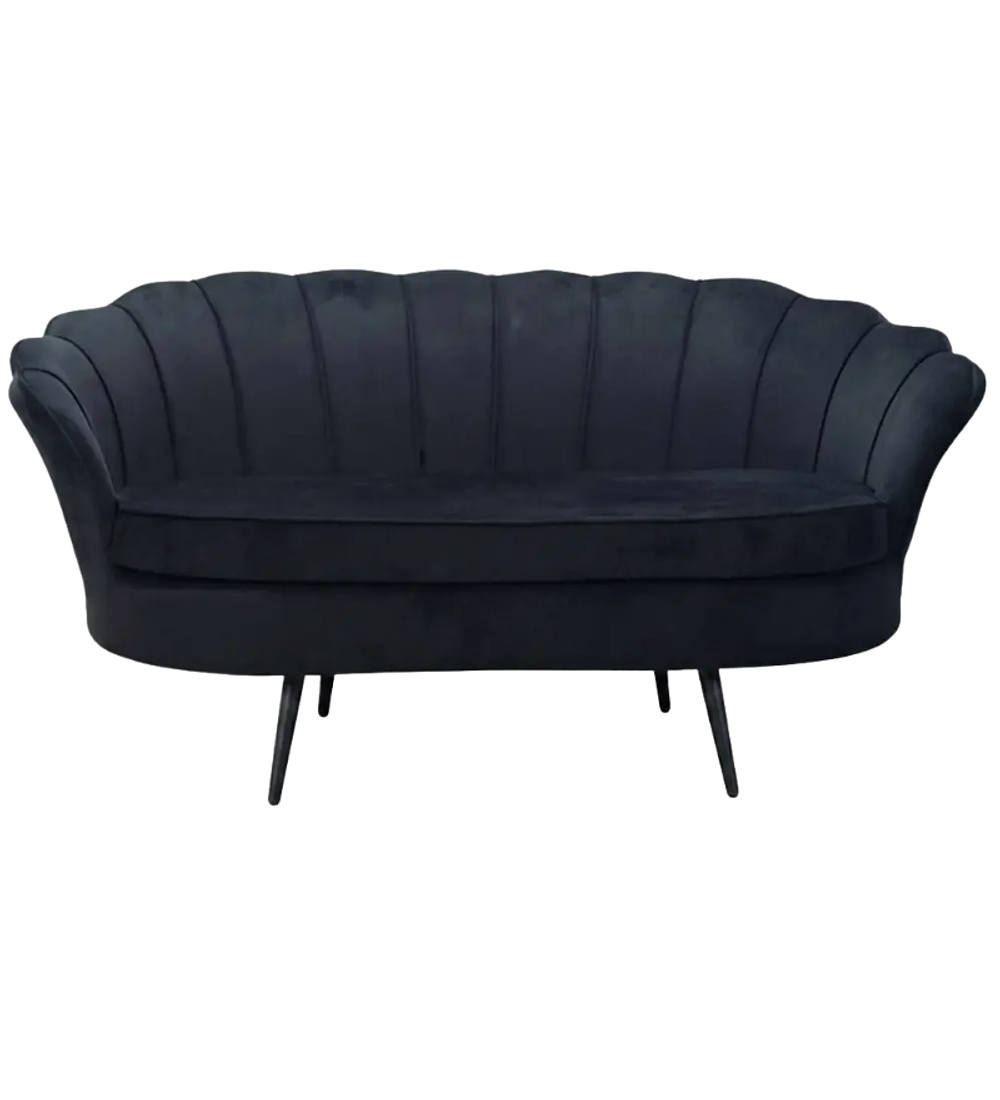 Sofá Ostra Velvet Black 3 Cuerpos 