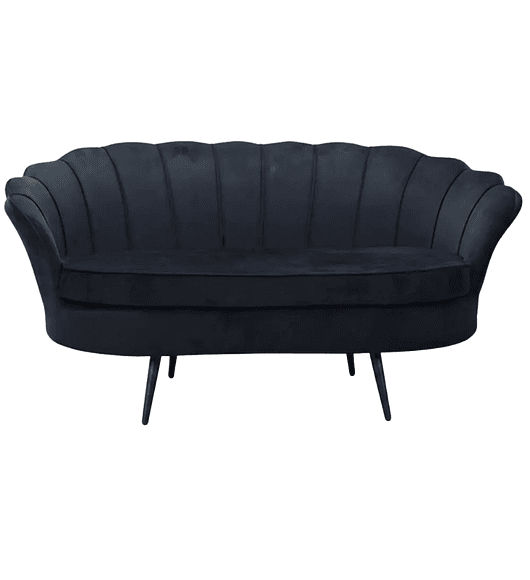 Sofá Ostra Velvet Black 3 Cuerpos 