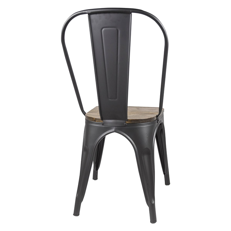 Pack 6 Sillas Tolix Negra con asiento madera oscura 6