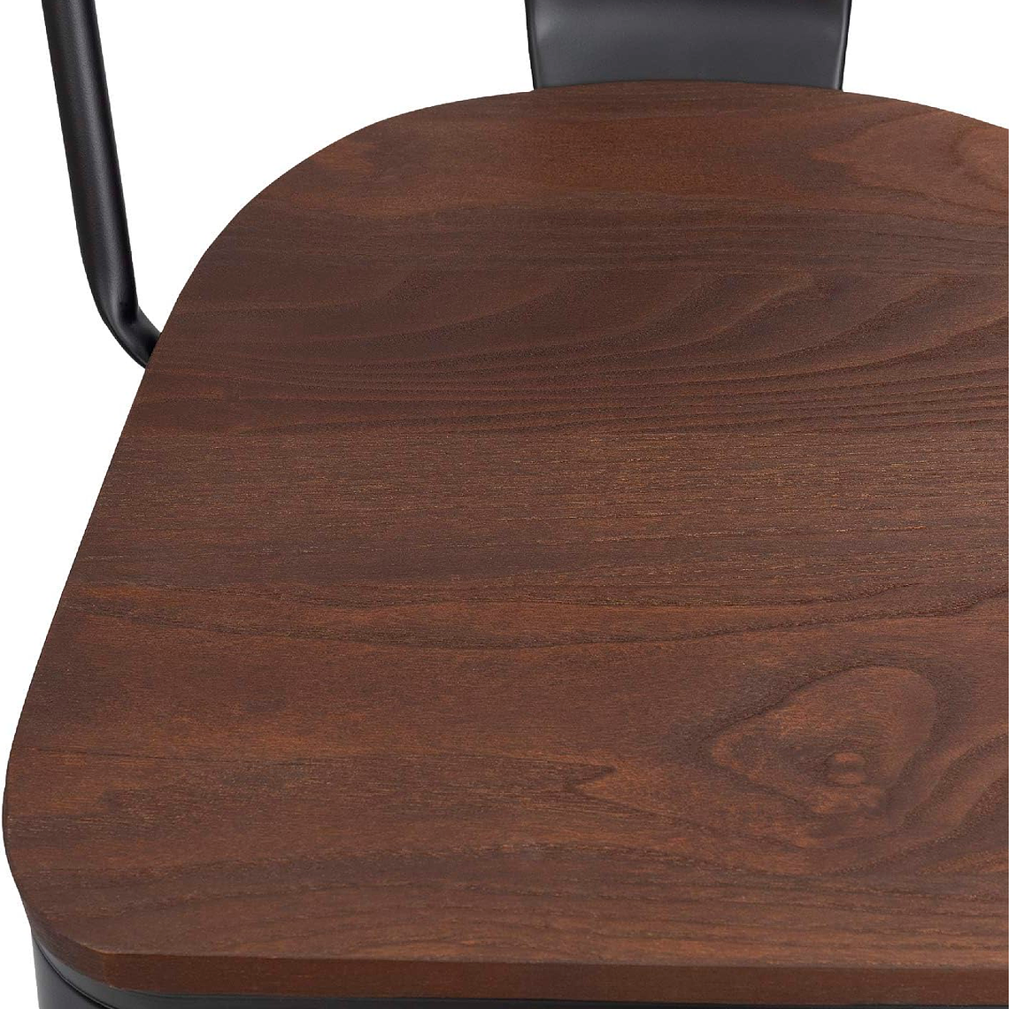 Pack 6 Sillas Tolix Negra con asiento madera oscura 5