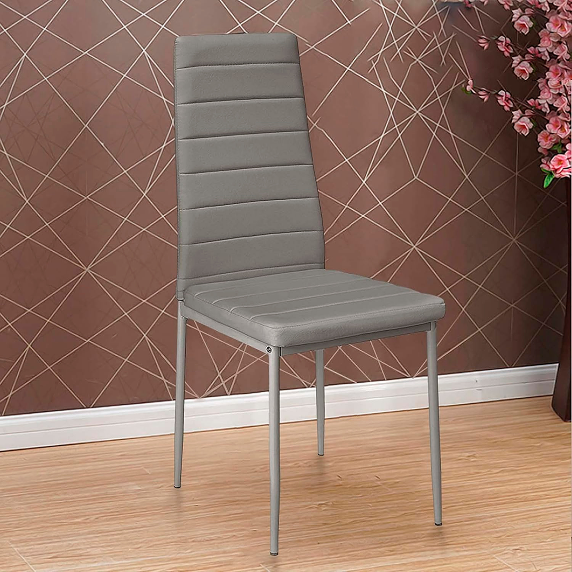 Comedor Massachusetts Silver redondo vidrio 80 cm con 4 Sillas Dining Silver 13