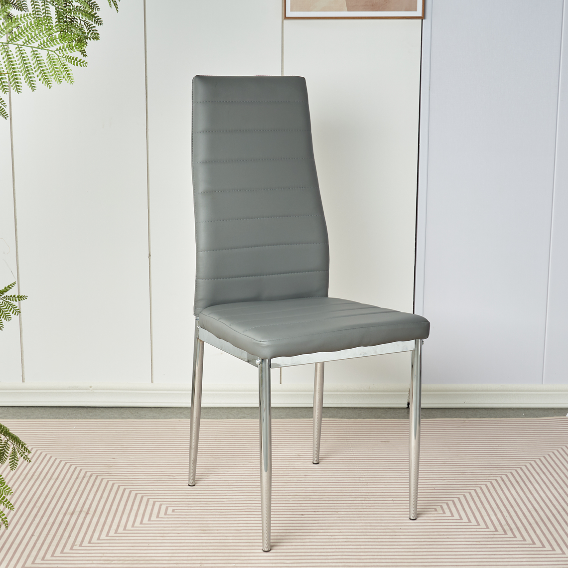 Comedor Massachusetts Silver redondo vidrio 120 cm con 4 Sillas Dining Silver 14