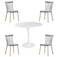 Comedor Selfoss redondo blanco 100 cm con 4 Sillas Windsor - Miniatura 3
