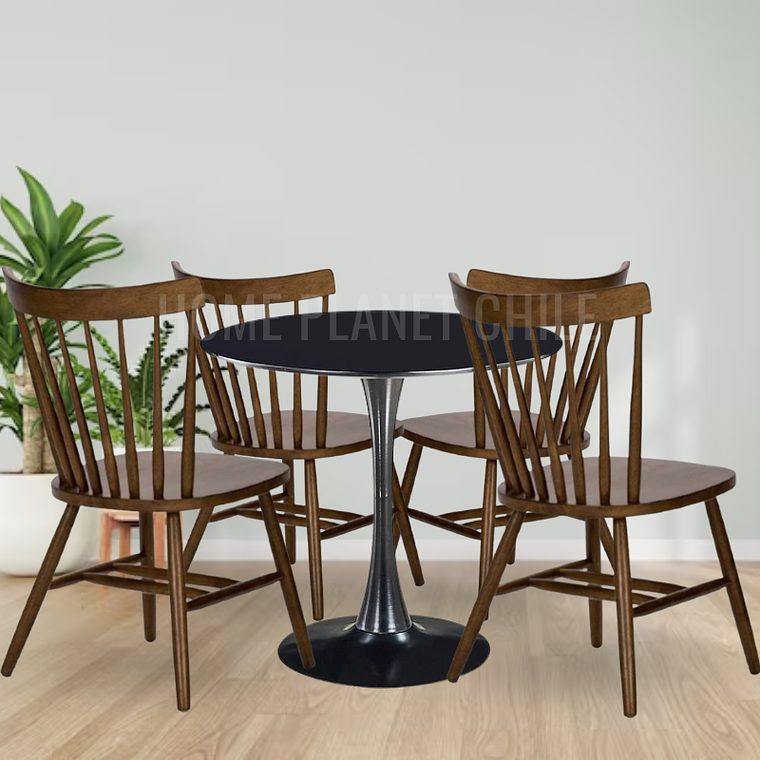Comedor Anaco redondo negro 80 cm con 4 Sillas Windsor 3