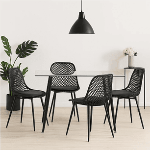 Comedor Vitreo rectangular 130x80 cm con 4 Sillas Europa acolchadas