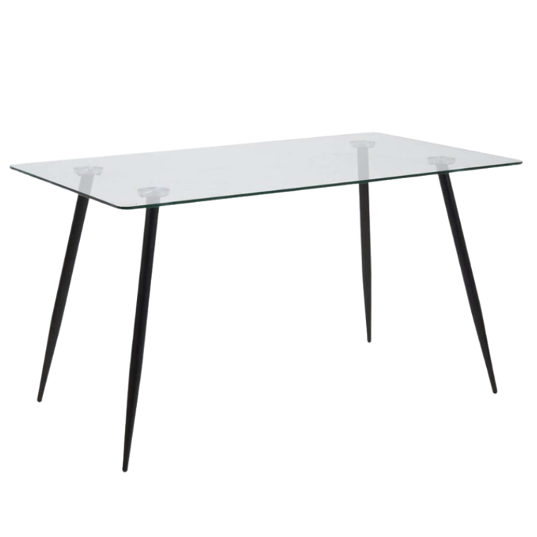 Comedor Pampatar rectangular vidrio 130x80 cm con 4 Sillas Capitone Black terciopelo negra  8